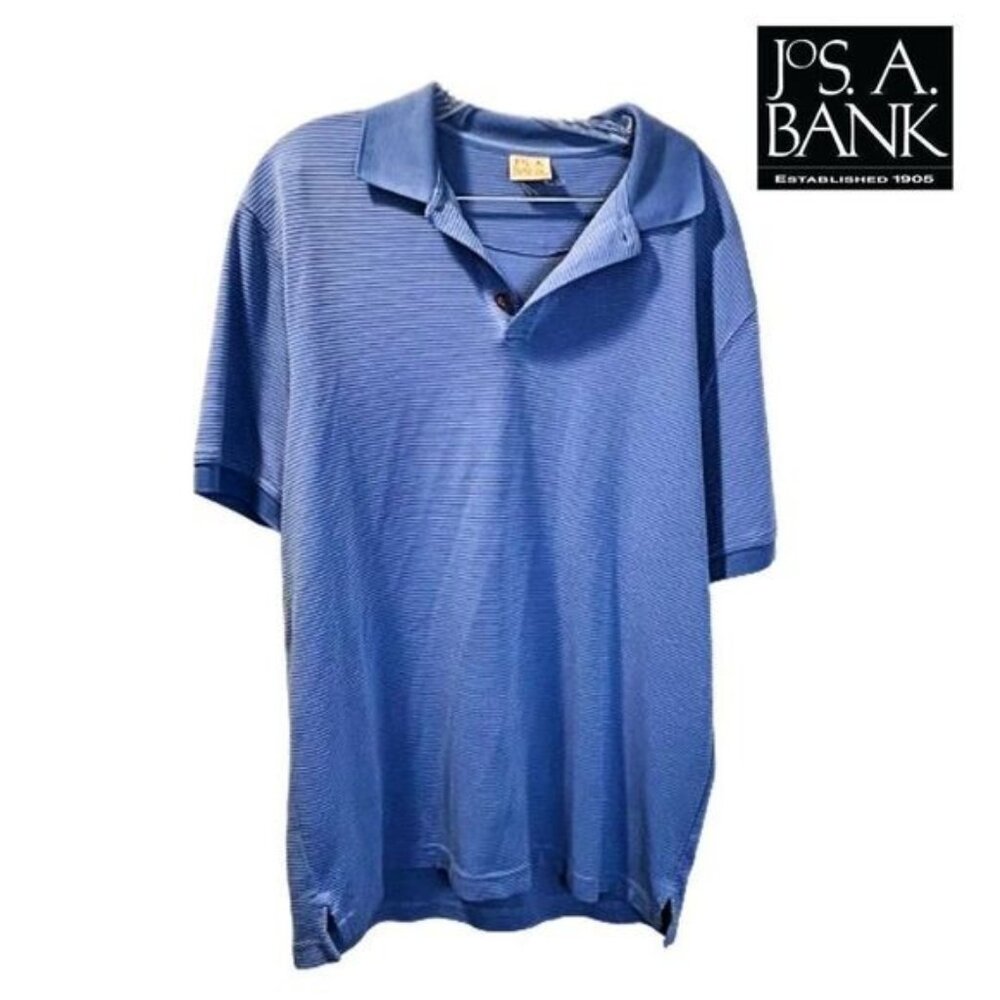 Jos. A. Bank Mens Regular-Fit Polo‎ Shirt Short Sleeve Stripe Collared Shirt